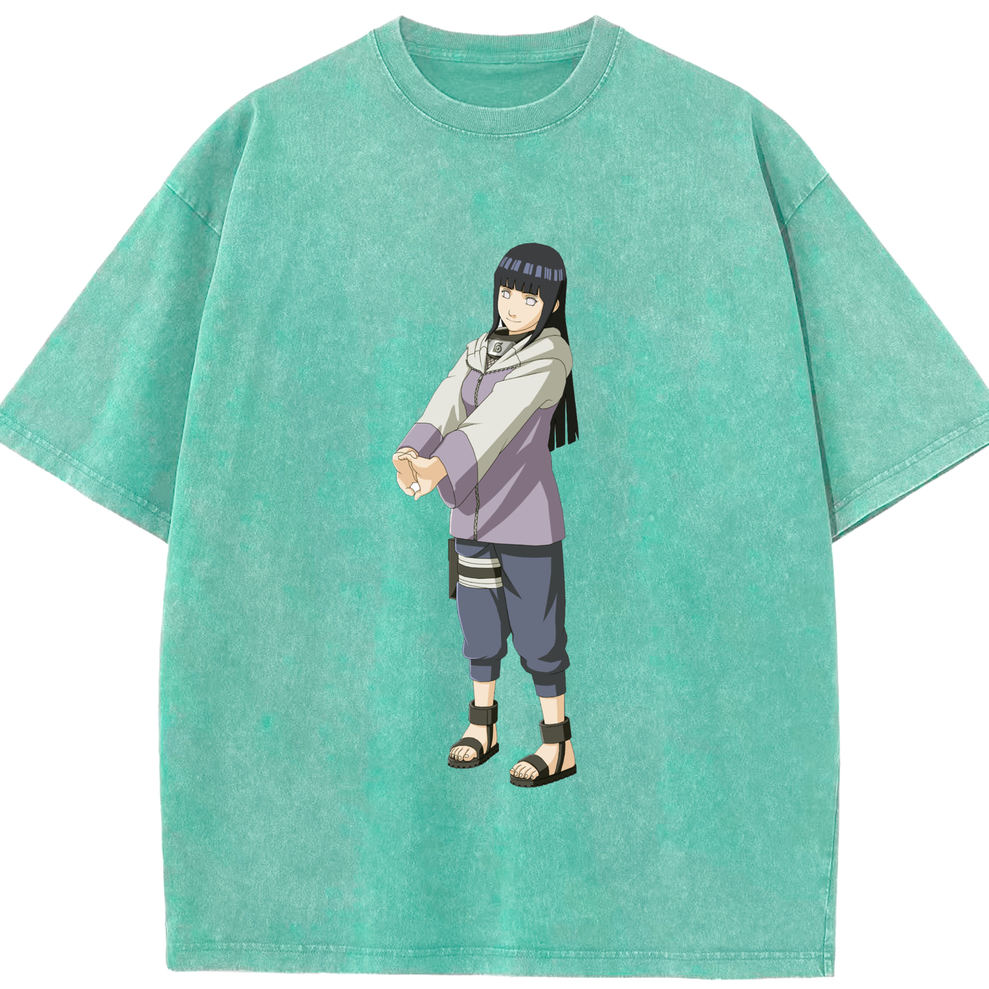 （画像用） NARUTO -ナルト- 日向ヒナタ Hyūga Hinata 綿100% ヴィンテージ風 半袖Tシャツ（フロントプリント）